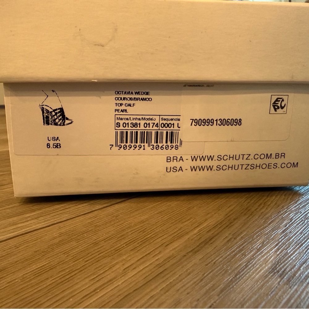 SCHUTZ Octavia Leather Wedge Sandals in Pearl. Size 6.5B. New with Tags. - Picture 8 of 8